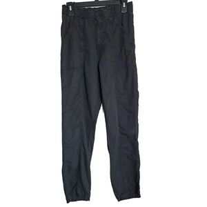 Mother The Springy Ankle Pants Wash Black Cotton Linen Lyocell High Waist 27